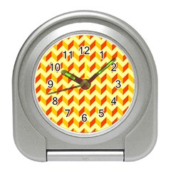 Modern Retro Chevron Patchwork Pattern Travel Alarm Clock by GardenOfOphir