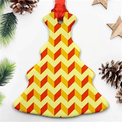 Modern Retro Chevron Patchwork Pattern Christmas Tree Ornament (two Sides) by GardenOfOphir