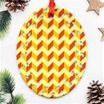 Modern Retro Chevron Patchwork Pattern Oval Filigree Ornament (Two Sides) Front