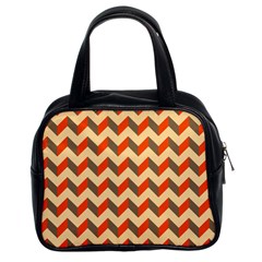 Modern Retro Chevron Patchwork Pattern Classic Handbag (two Sides) by GardenOfOphir