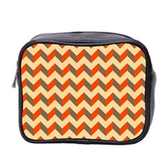 Modern Retro Chevron Patchwork Pattern Mini Toiletries Bag (two Sides) by GardenOfOphir