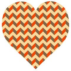 Modern Retro Chevron Patchwork Pattern Wooden Puzzle Heart by GardenOfOphir