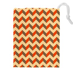 Modern Retro Chevron Patchwork Pattern Drawstring Pouch (5xl) by GardenOfOphir