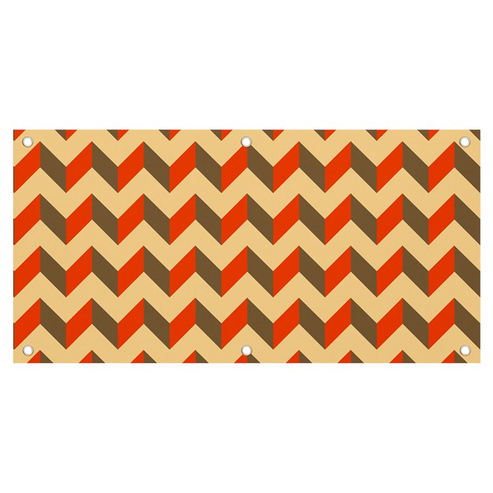 Modern Retro Chevron Patchwork Pattern Banner and Sign 4  x 2 