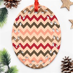 Chevron Pattern Gifts Ornament (oval Filigree) by GardenOfOphir