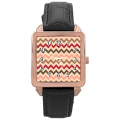 Chevron Pattern Gifts Rose Gold Leather Watch 