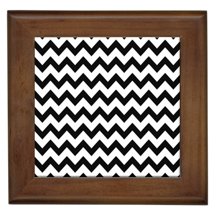 Black And White Chevron Framed Tile