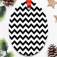 Black And White Chevron Ornament (oval) by GardenOfOphir