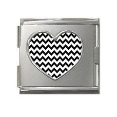 Black And White Chevron Mega Link Heart Italian Charm (18mm) by GardenOfOphir