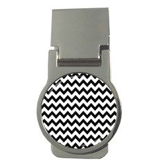 Black And White Chevron Money Clips (round)  by GardenOfOphir