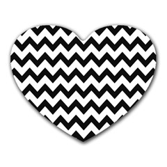 Black And White Chevron Heart Mousepad by GardenOfOphir