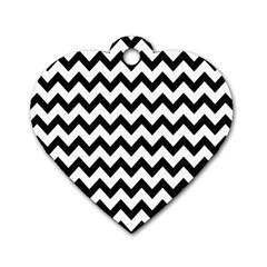 Black And White Chevron Dog Tag Heart (one Side) by GardenOfOphir