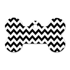 Black And White Chevron Dog Tag Bone (one Side) by GardenOfOphir