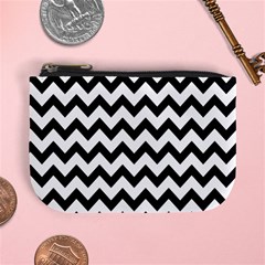 Black And White Chevron Mini Coin Purse by GardenOfOphir