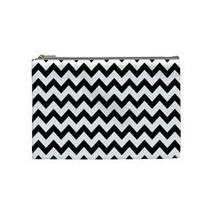 Black And White Chevron Cosmetic Bag (medium) by GardenOfOphir