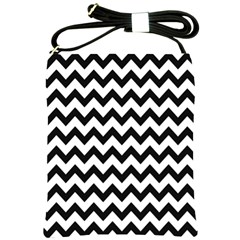 Black And White Chevron Shoulder Sling Bag by GardenOfOphir