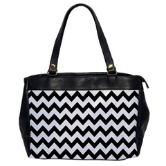 Black And White Chevron Oversize Office Handbag by GardenOfOphir