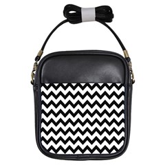 Black And White Chevron Girls Sling Bag by GardenOfOphir