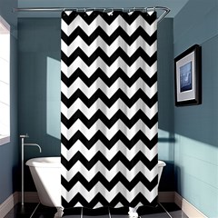 Black And White Chevron Shower Curtain 36  X 72  (stall)  by GardenOfOphir