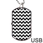 Black And White Chevron Dog Tag USB Flash (Two Sides) Front