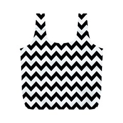 Black And White Chevron Full Print Recycle Bag (m) by GardenOfOphir