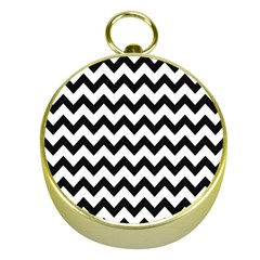 Black And White Chevron Gold Compasses by GardenOfOphir