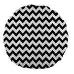 Black And White Chevron Large 18  Premium Flano Round Cushions Back