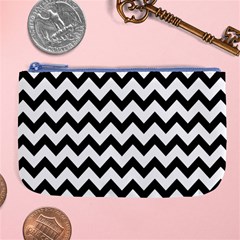 Black And White Chevron Large Coin Purse by GardenOfOphir