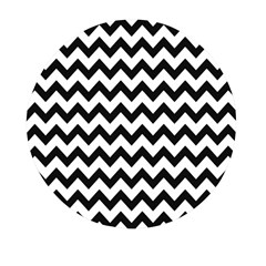 Black And White Chevron Mini Round Pill Box by GardenOfOphir