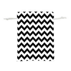 Black And White Chevron Lightweight Drawstring Pouch (m) by GardenOfOphir