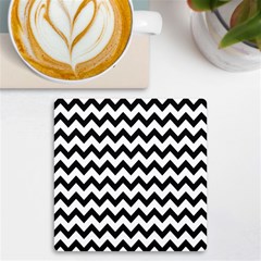 Black And White Chevron Uv Print Square Tile Coaster  by GardenOfOphir