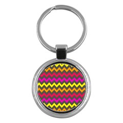 Chevron Pattern Gifts Key Chain (round) by GardenOfOphir