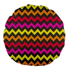 Chevron Pattern Gifts Large 18  Premium Flano Round Cushions by GardenOfOphir