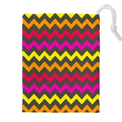 Chevron Pattern Gifts Drawstring Pouch (4xl) by GardenOfOphir