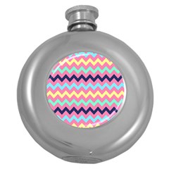 Chevron Pattern Gifts Round Hip Flask (5 Oz) by GardenOfOphir