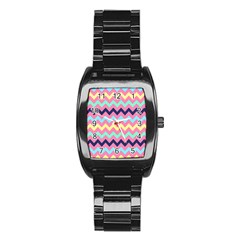 Chevron Pattern Gifts Stainless Steel Barrel Watch by GardenOfOphir