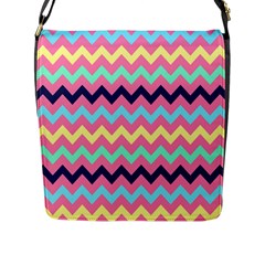 Chevron Pattern Gifts Flap Closure Messenger Bag (l) by GardenOfOphir