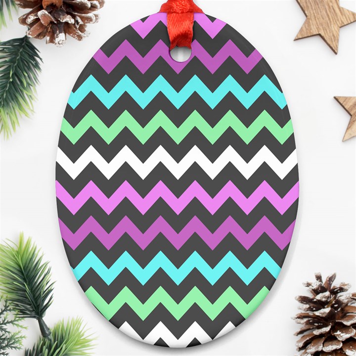 Chevron Pattern Gifts Oval Ornament (Two Sides)