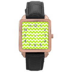 Chevron Pattern Gifts Rose Gold Leather Watch  by GardenOfOphir