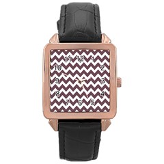 Chevron Pattern Gifts Rose Gold Leather Watch  by GardenOfOphir