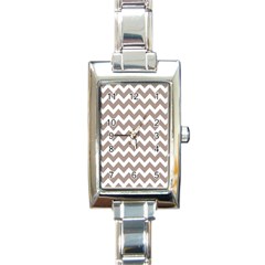 Beige Chevron Pattern Gifts Rectangle Italian Charm Watch by GardenOfOphir