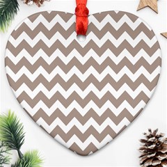 Beige Chevron Pattern Gifts Ornament (heart) by GardenOfOphir