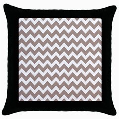 Beige Chevron Pattern Gifts Throw Pillow Case (black) by GardenOfOphir