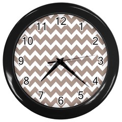 Beige Chevron Pattern Gifts Wall Clock (black) by GardenOfOphir