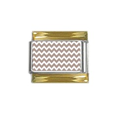 Beige Chevron Pattern Gifts Gold Trim Italian Charm (9mm) by GardenOfOphir