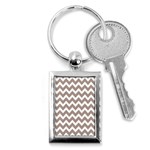 Beige Chevron Pattern Gifts Key Chain (Rectangle) Front