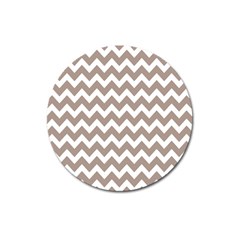 Beige Chevron Pattern Gifts Magnet 3  (round) by GardenOfOphir