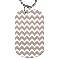 Beige Chevron Pattern Gifts Dog Tag (one Side) by GardenOfOphir