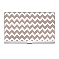 Beige Chevron Pattern Gifts Business Card Holder by GardenOfOphir