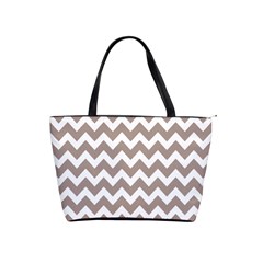 Beige Chevron Pattern Gifts Classic Shoulder Handbag by GardenOfOphir